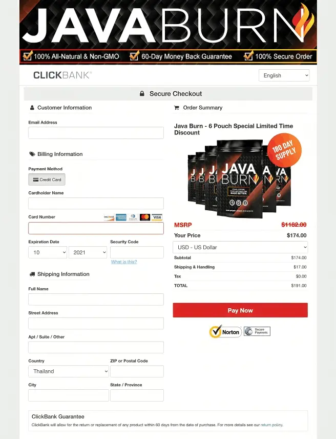java burn buy page
